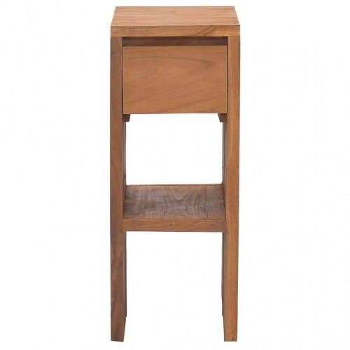 Sengebord i massivt teaktræ 20 × 35 × 50 cm - med skuffe og hylde