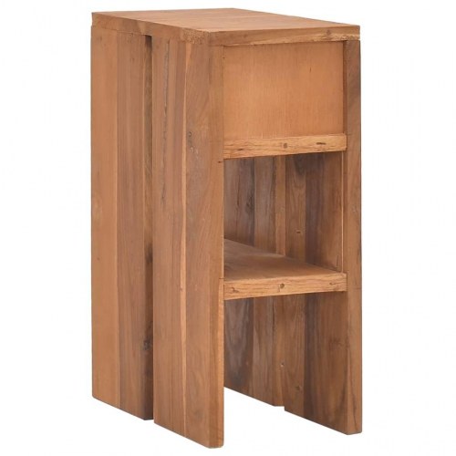 Sengebord i massivt teaktræ 20 × 35 × 50 cm - med skuffe og hylde