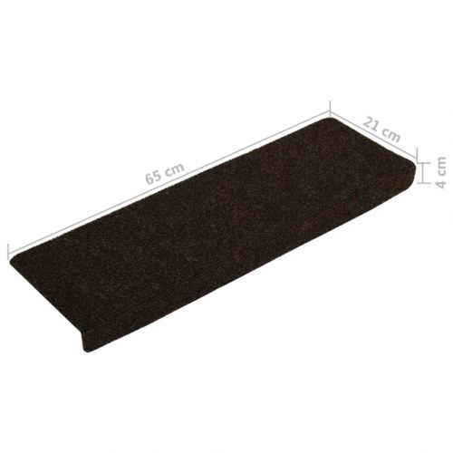 Trappemåtter selvklæbende - 15 stk. 65×21×4 cm, mørkebrune, rektangulær kant