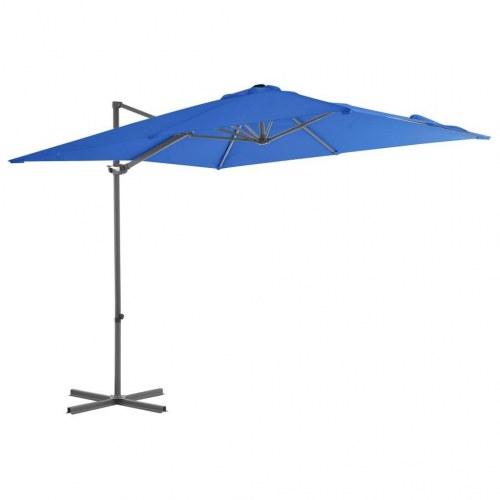 Hængeparasol 250x250 cm stålstang azurblå