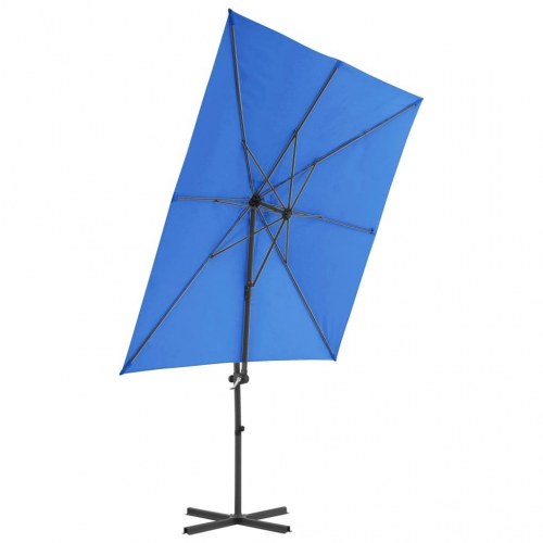 Hængeparasol 250x250 cm stålstang azurblå