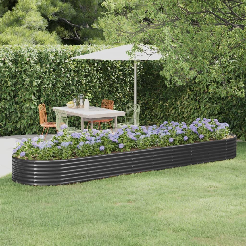 Plantekasse 396x100x36 cm galvaniseret stål antracitgrå