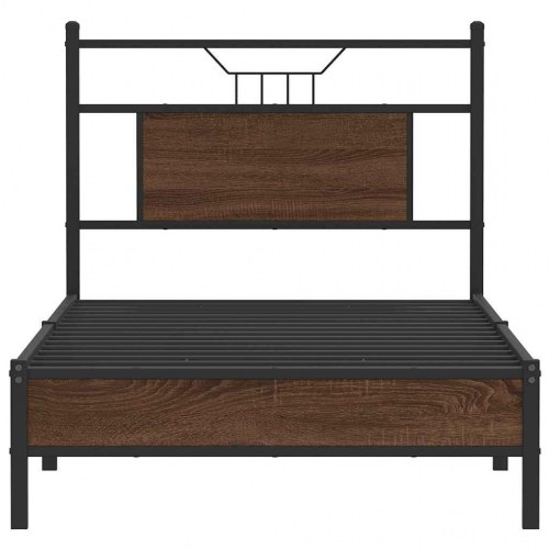 Sengeramme 75 x 190 cm med sengegavl - brun egetræ