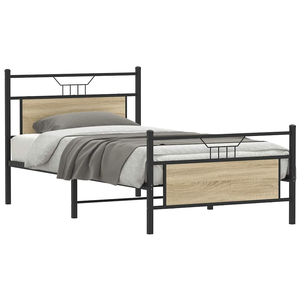 Sengeramme uden madras 107x203 cm konstrueret træ sonoma-eg