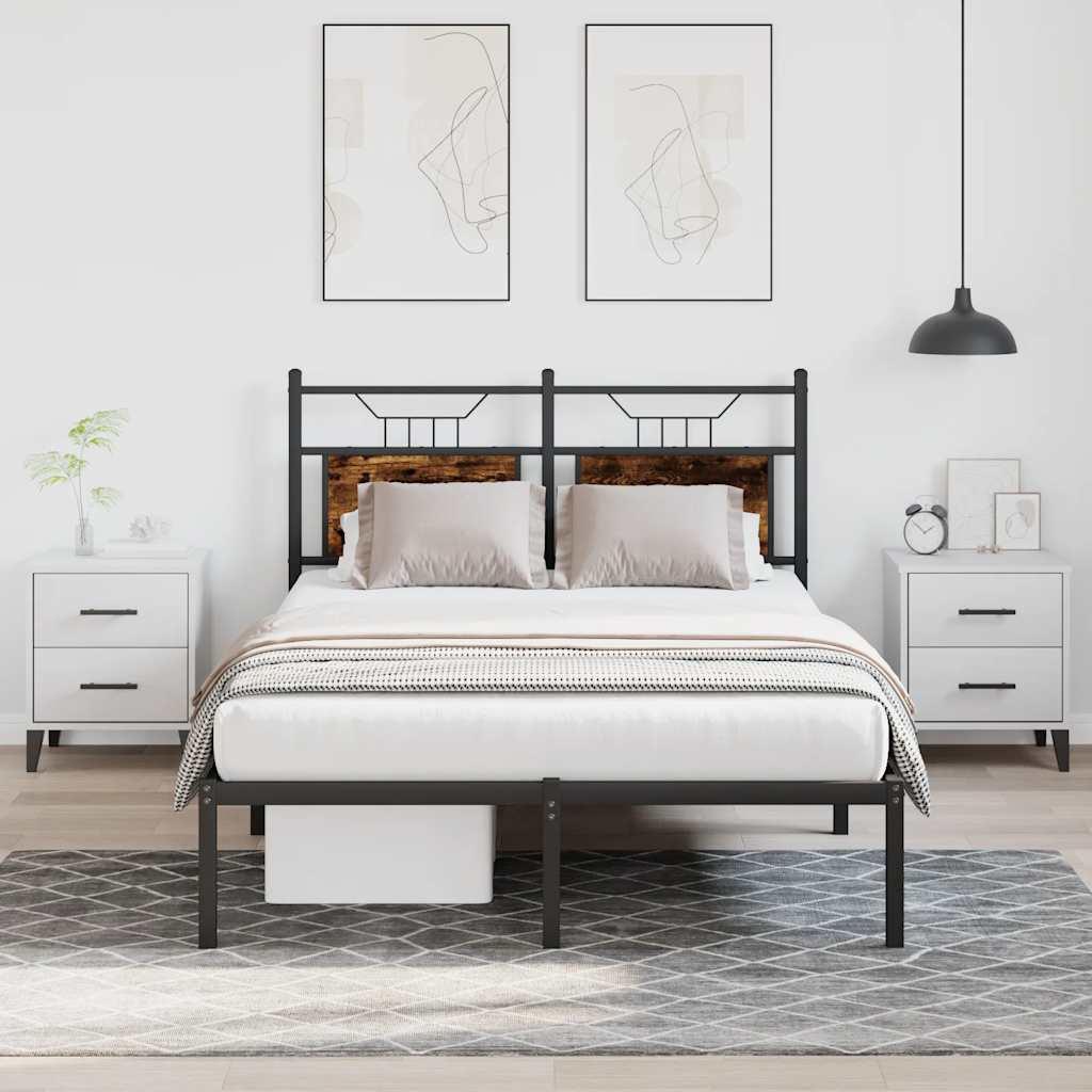 Sengeramme Uden Madras Konstrueret Træ Røget Eg - med hovedgærde / 120 x 190 cm