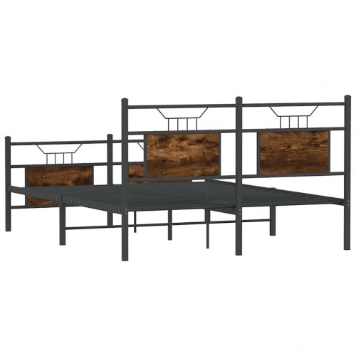 Sengeramme 140 x 190 cm med hoved- og fodgærde - røget eg