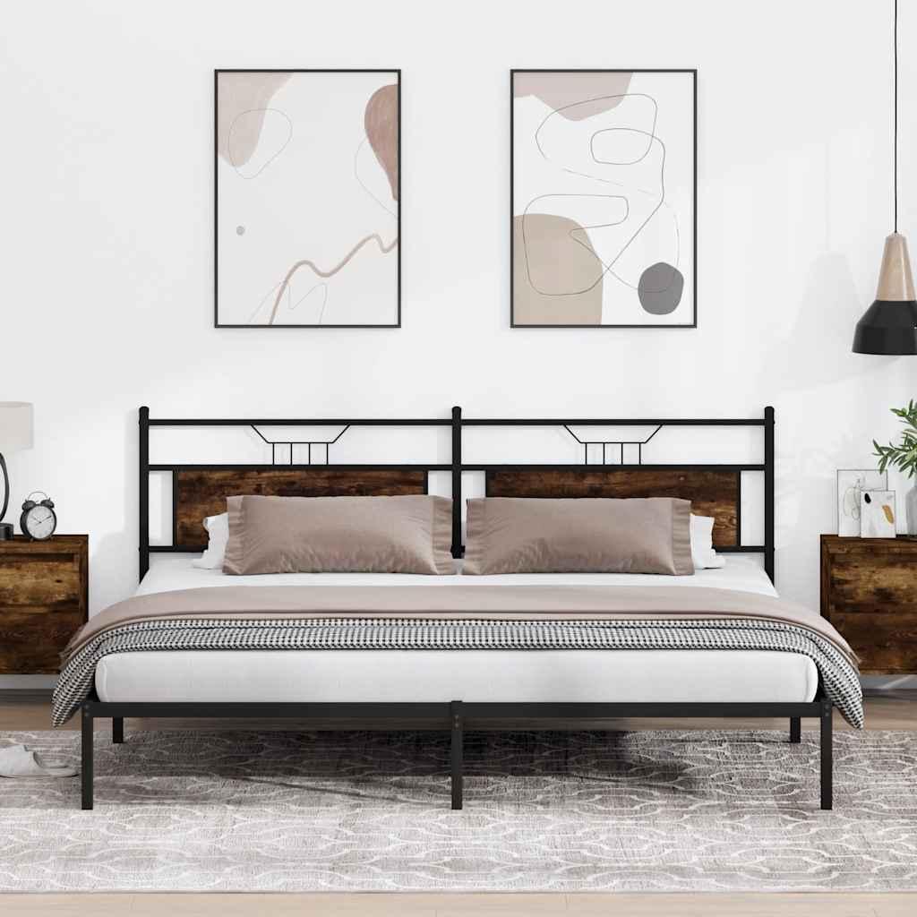 Sengeramme Uden Madras 193x203 Cm Konstrueret Træ Røget Eg