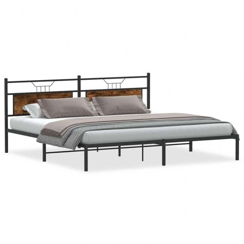Sengeramme med sengegavl uden madras 193 x 203 cm - røget eg