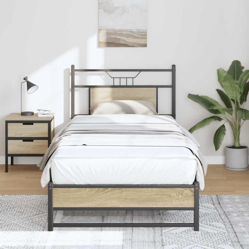 Sengeramme 90 x 190 cm med sengegavl - sonoma-eg