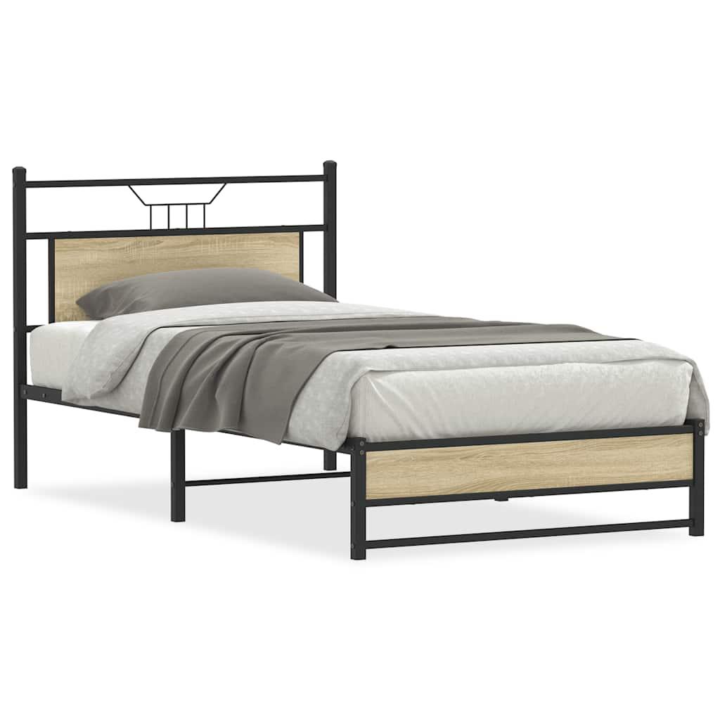Sengeramme Uden Madras Konstrueret Træ Sonoma-Eg - med sengegavl og dobbelt lavt fodgærde / 100 x 190 cm