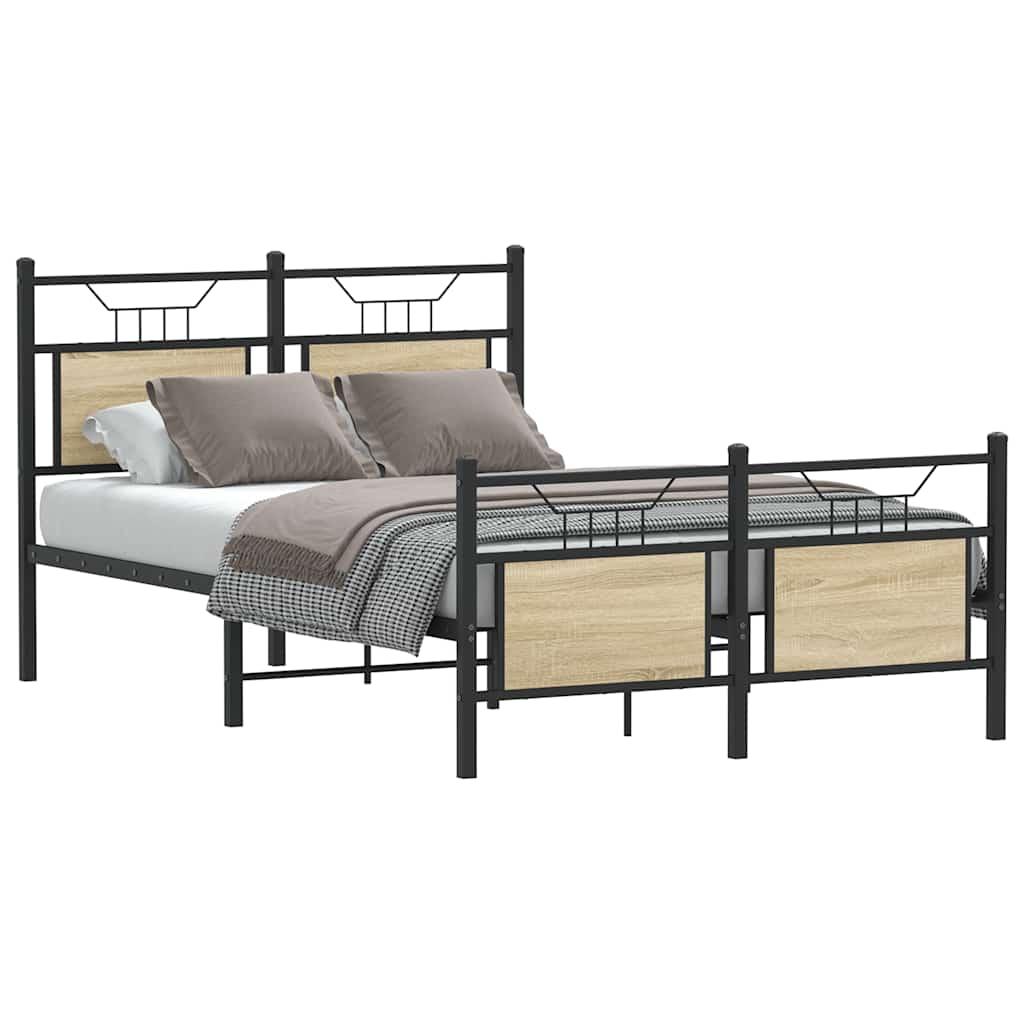 Sengeramme Uden Madras Konstrueret Træ Sonoma-Eg - med hovedgærde og fodgærde / 120 x 190 cm