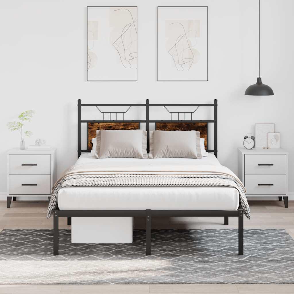 Sengeramme Uden Madras Konstrueret Træ Røget Eg - med hovedgærde / 120 x 200 cm