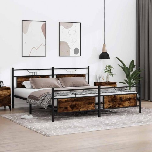 Sengeramme 200 x 200 cm med lamelbund - røget egetræsfarve