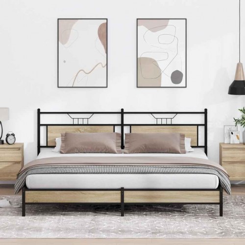 Sengeramme uden madras 193 x 203 cm i metal og sonoma-eg