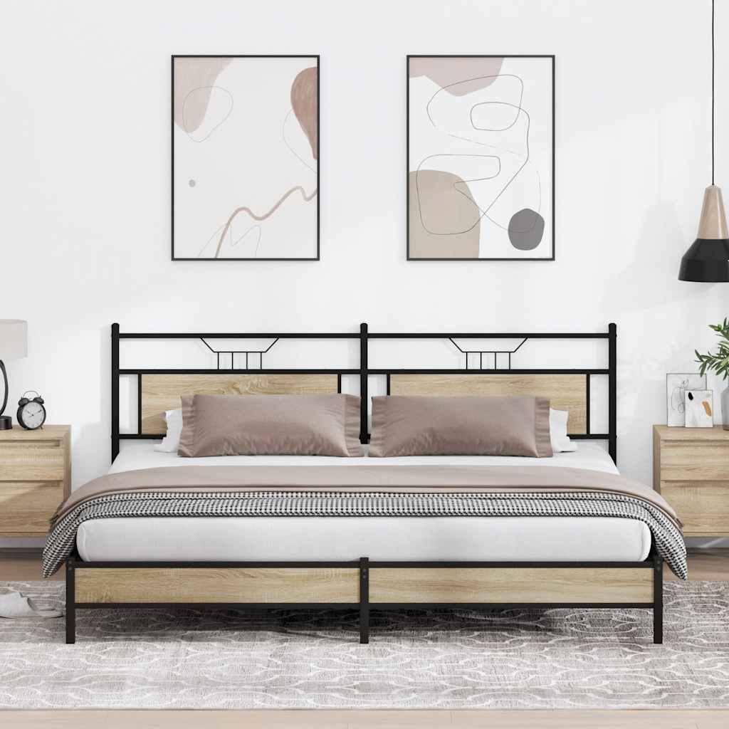 Sengeramme Uden Madras Konstrueret Træ Sonoma-Eg - med sengegavl og lavt fodgærde / 193 x 203 cm
