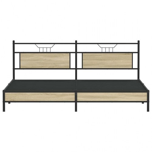 Sengeramme uden madras 193 x 203 cm i metal og sonoma-eg