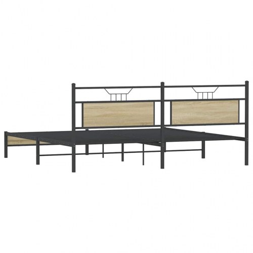 Sengeramme uden madras 193 x 203 cm i metal og sonoma-eg