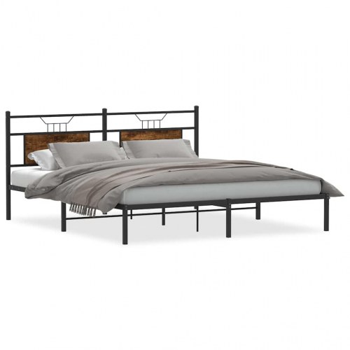 Sengeramme uden madras med sengegavl 183 x 213 cm - røget eg