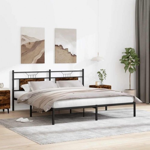 Sengeramme uden madras med sengegavl 183 x 213 cm - røget eg