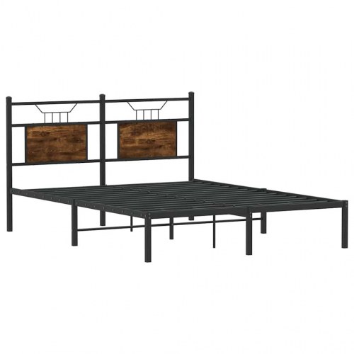 Sengeramme 140 x 200 cm uden madras med sengegavl - røget eg