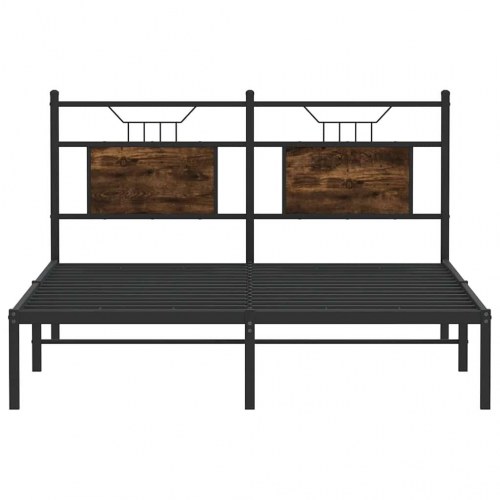 Sengeramme 140 x 200 cm uden madras med sengegavl - røget eg