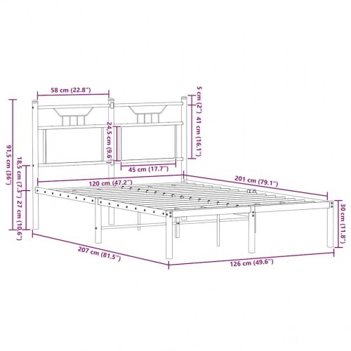 Sengeramme 120 x 200 cm med sengegavl - sonoma-eg