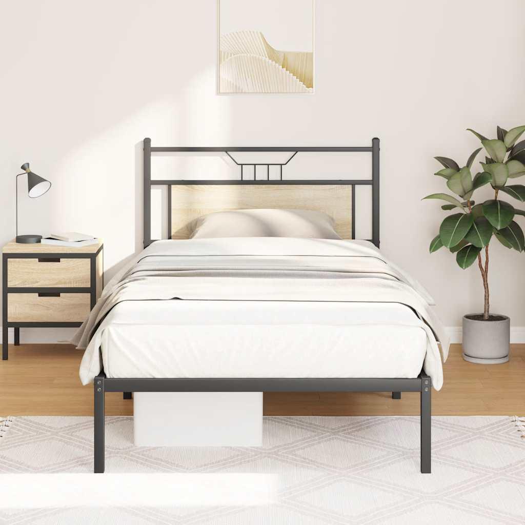 Sengeramme Uden Madras Konstrueret Træ Sonoma-Eg - med hovedgærde / 100 x 190 cm