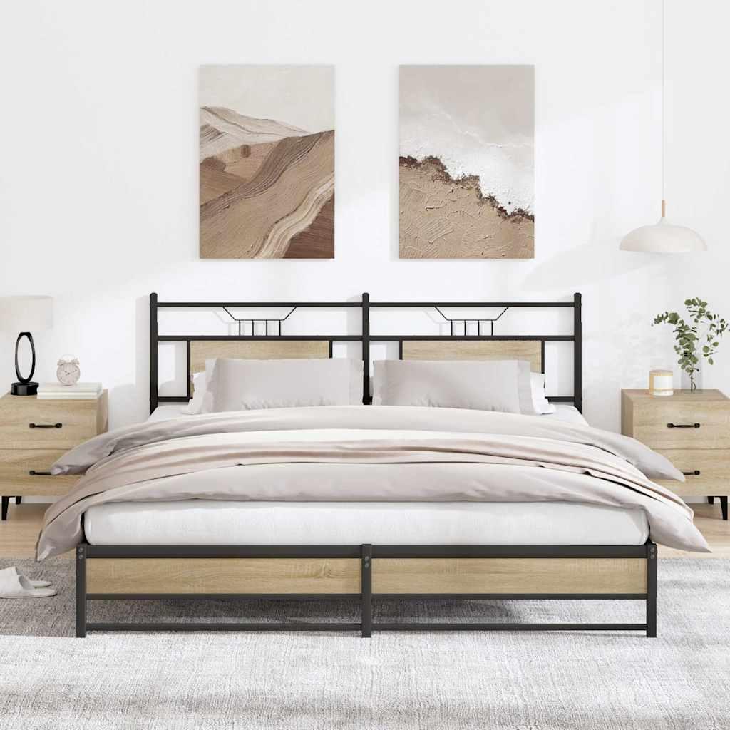 Sengeramme Uden Madras Konstrueret Træ Sonoma-Eg - med sengegavl og dobbelt lavt fodgærde / 183 x 213 cm