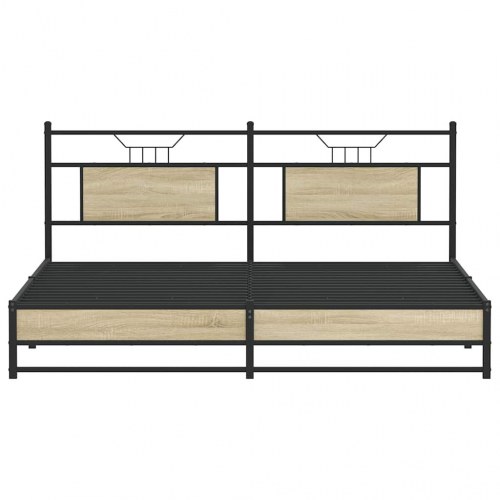 Sengeramme uden madras 183 x 213 cm - metal og sonoma-eg