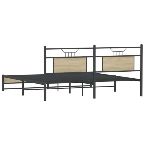 Sengeramme uden madras 183 x 213 cm - metal og sonoma-eg