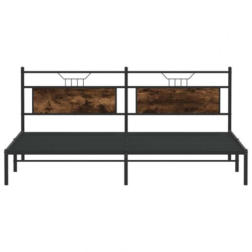 Sengeramme 200 x 200 cm med sengegavl - røget eg