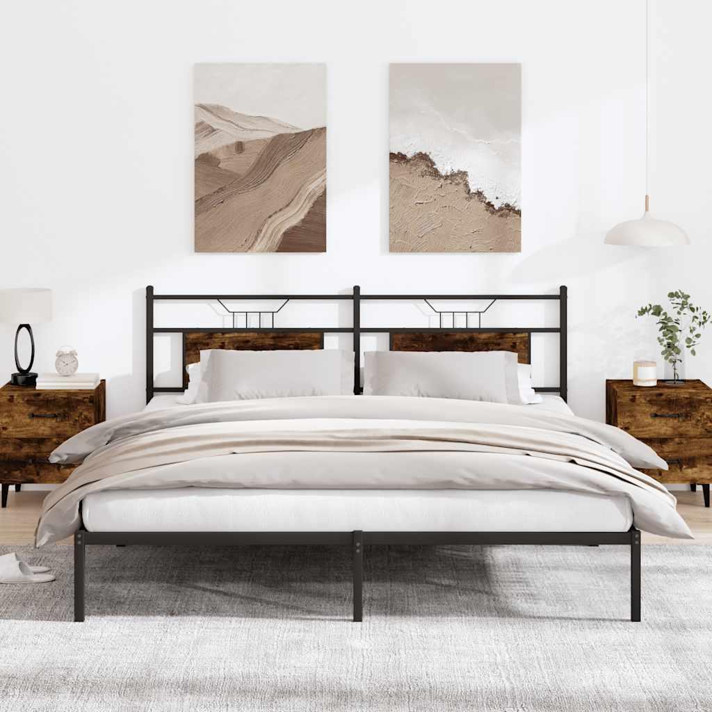 Sengeramme Uden Madras Konstrueret Træ Røget Eg - med hovedgærde / 160 x 200 cm