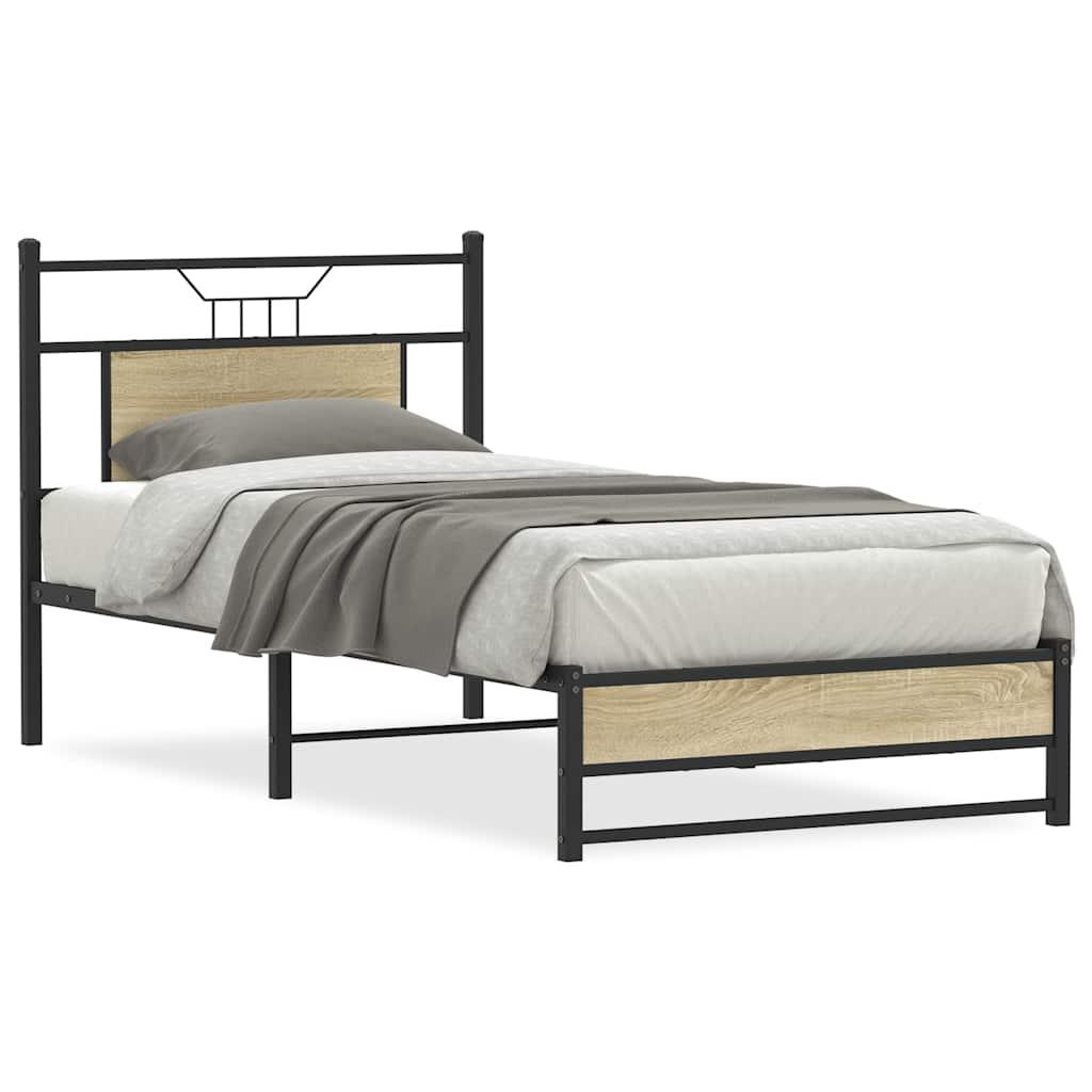 Sengeramme Uden Madras Konstrueret Træ Sonoma-Eg - med sengegavl og dobbelt lavt fodgærde / 75 x 190 cm