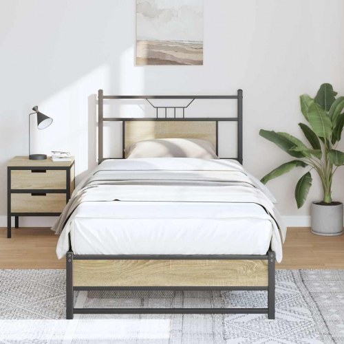 Sengeramme 75 x 190 cm med sengegavl - sonoma-eg