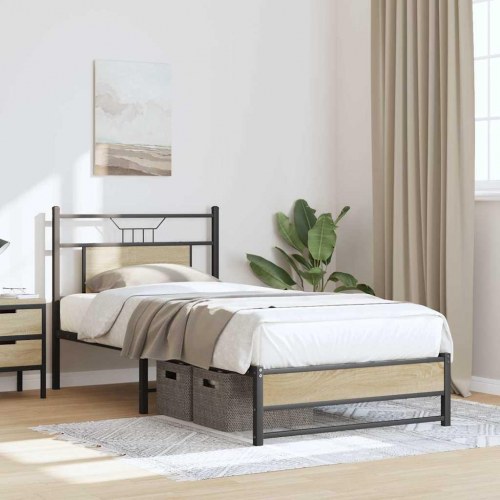 Sengeramme 75 x 190 cm med sengegavl - sonoma-eg