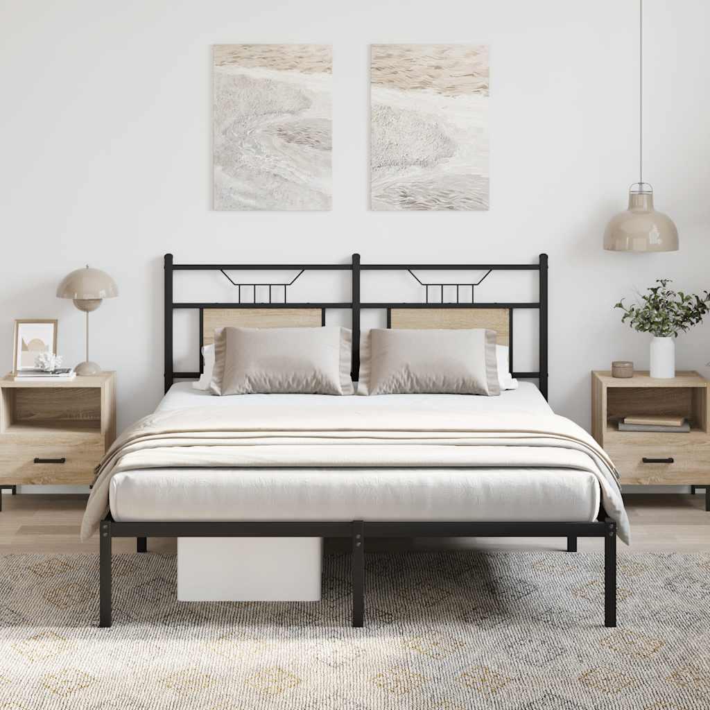 Sengeramme Uden Madras Konstrueret Træ Sonoma-Eg - med hovedgærde / 137 x 190 cm