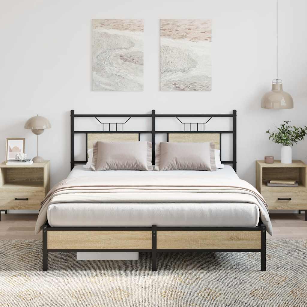 Sengeramme Uden Madras Konstrueret Træ Sonoma-Eg - med sengegavl og lavt fodgærde / 140 x 190 cm