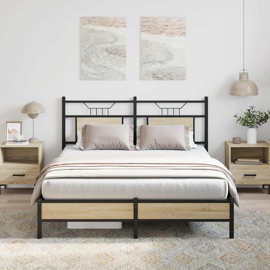 Sengeramme Uden Madras Konstrueret Træ Sonoma-Eg - med sengegavl og lavt fodgærde / 150 x 200 cm