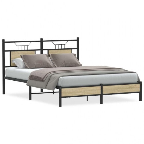 Sengeramme 150 x 200 cm uden madras med sengegavl - sonoma-eg