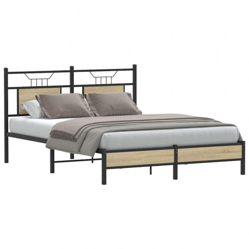Sengeramme 150 x 200 cm uden madras med sengegavl - sonoma-eg