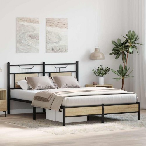 Sengeramme 150 x 200 cm uden madras med sengegavl - sonoma-eg