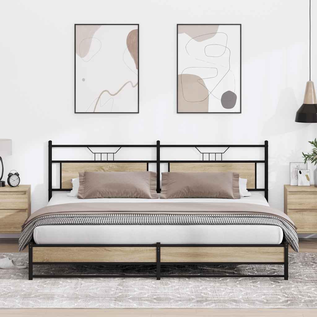 Sengeramme Uden Madras Konstrueret Træ Sonoma-Eg - med sengegavl og dobbelt lavt fodgærde / 193 x 203 cm