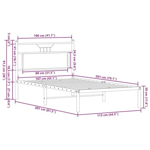 Sengeramme uden madras 107 x 203 cm - røget eg