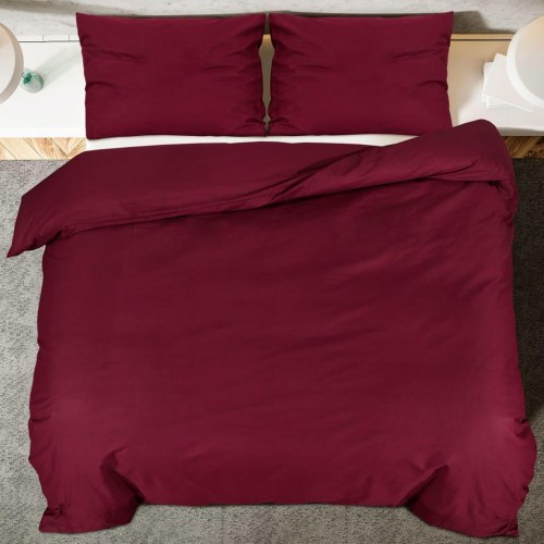 Sengetøj 135 x 200 cm i mikrofiber med pudebetræk - bordeaux