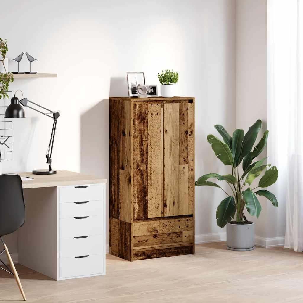 Skab Med Skuffe 55,5X34X119,5 Cm Konstrueret Træ - Gammelt træ