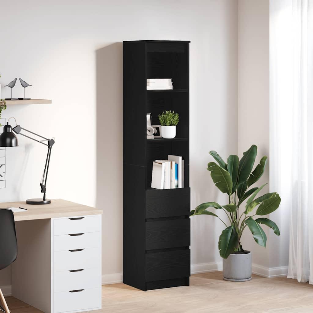 Højskab 37,5x35x180 cm konstrueret træ sort egetræsfarve