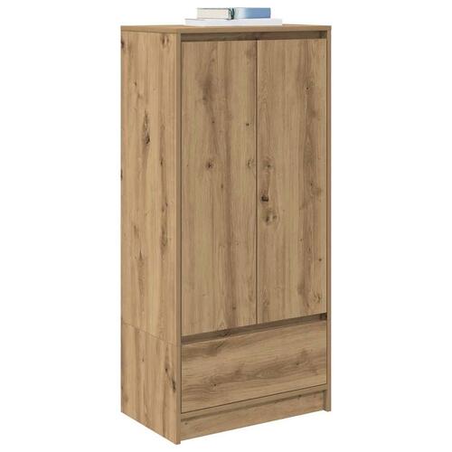 Skab med skuffe 55,5x34x119,5 cm konstrueret træ kunsteg