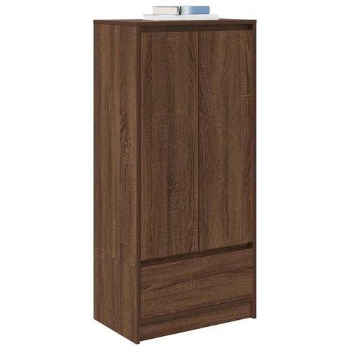 Skab med skuffe 55,5x34x119,5 cm konstrueret træ brun-eg