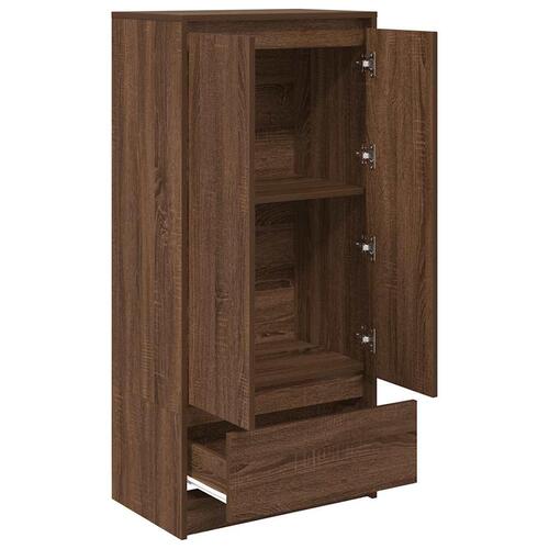 Skab med skuffe 55,5x34x119,5 cm konstrueret træ brun-eg