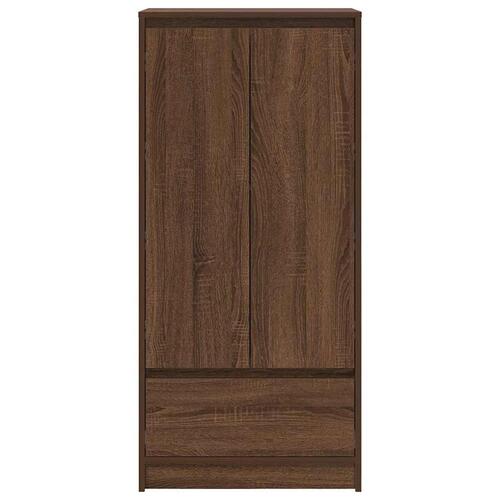 Skab med skuffe 55,5x34x119,5 cm konstrueret træ brun-eg